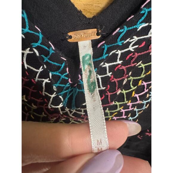 Free People These Eyes Together Dress One Shoulder Embroidery Detail Size Medium - Picture 11 of 14